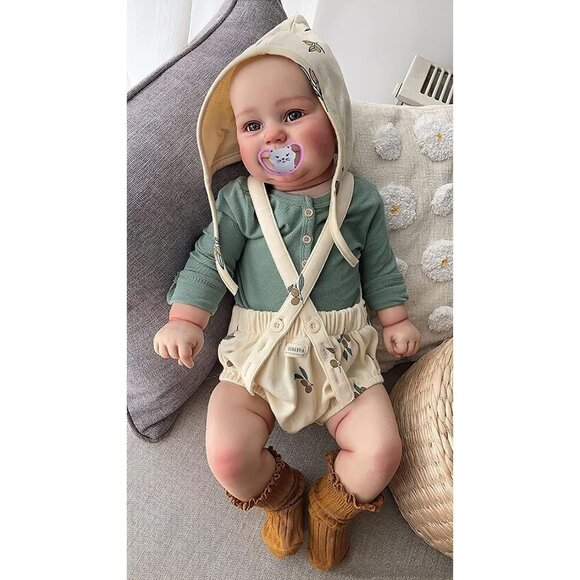 Terabithia 24 Inch Real Baby Size Lifelike Smile Silicone Vinyl Reborn Baby Doll - Picture 6 of 9